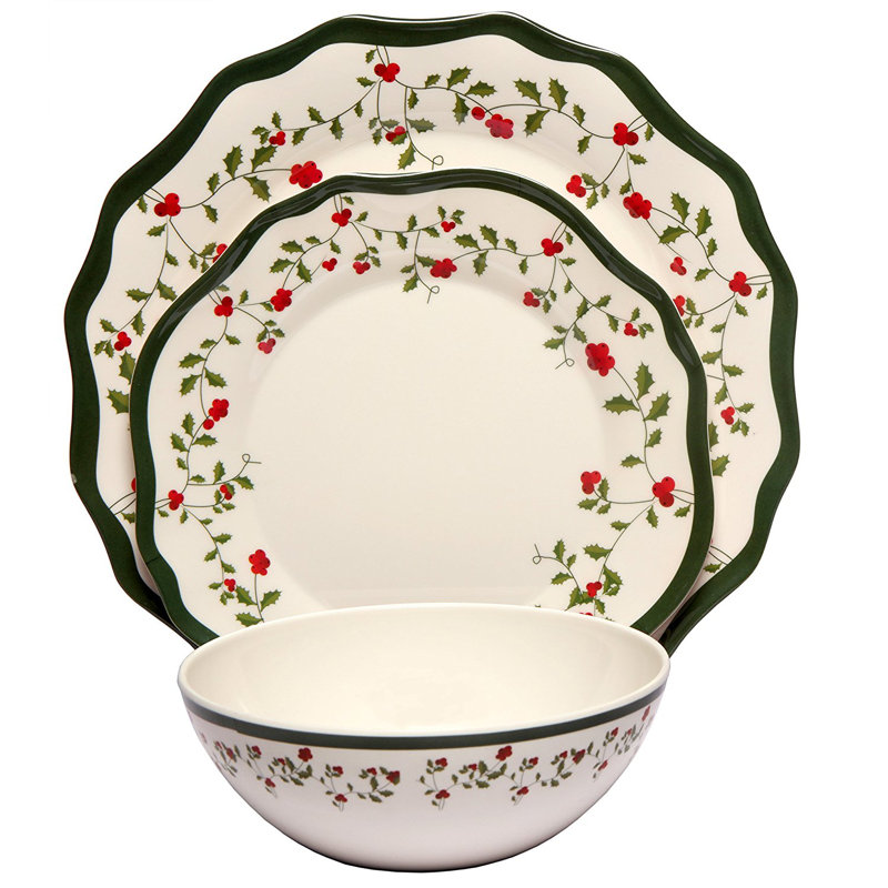 Melange Catereco Holiday Berry Melamine Dinnerware Set of 36